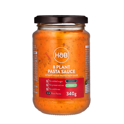 H&B 8 plant pasta sauce. 340g jar.
