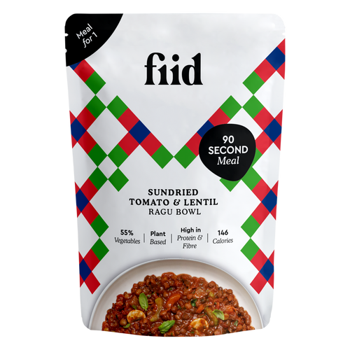 Fiid Sundried tomato and lentil meal in a bag. Meal for one, can be made in 90 seconds.