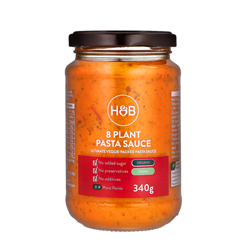 H&B 8 plant pasta sauce. 340g jar.
