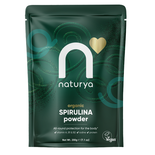 Naturya Spirulina Powder in 200g bag.