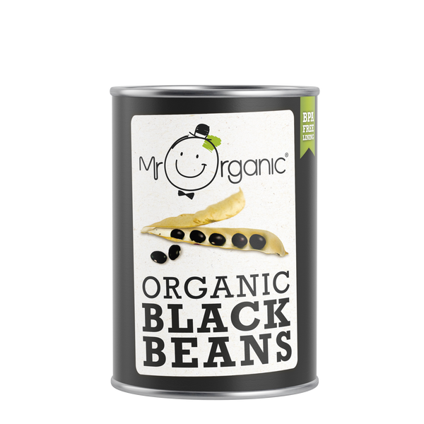Mr Organic black beans in tin.