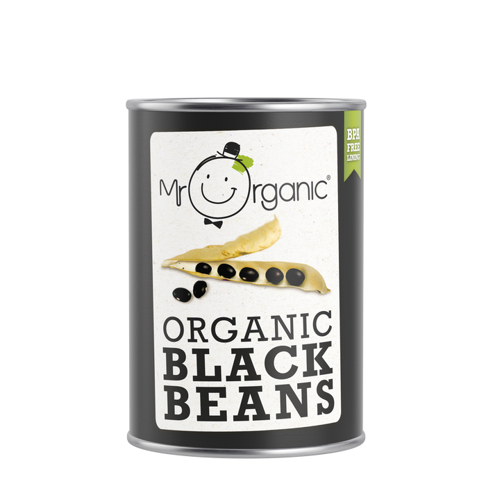 Mr Organic black beans in tin.