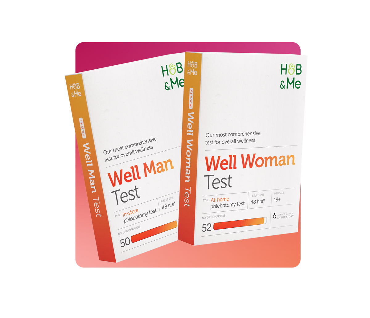 Well Man and Well Woman Blood Testing kits.
