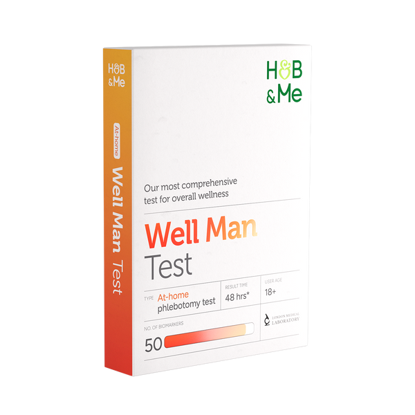 Packaging for a Well Man At-Home Blood Test.
